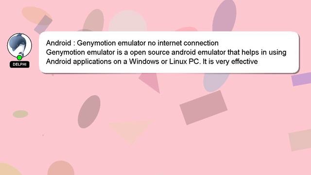Android : Genymotion emulator no internet connection смотреть онлайн