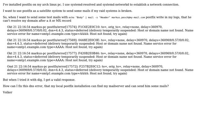 DevOps & SysAdmins: postfix - dns error - can't resolve my A or MX record смотреть онлайн