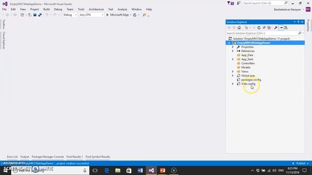 Creating MVC Empty Web Application with Visual Studio 2015 смотреть онлайн