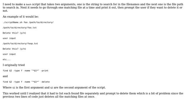 Bash script to find files with a given string in their names, and then interactively delete them смотреть онлайн