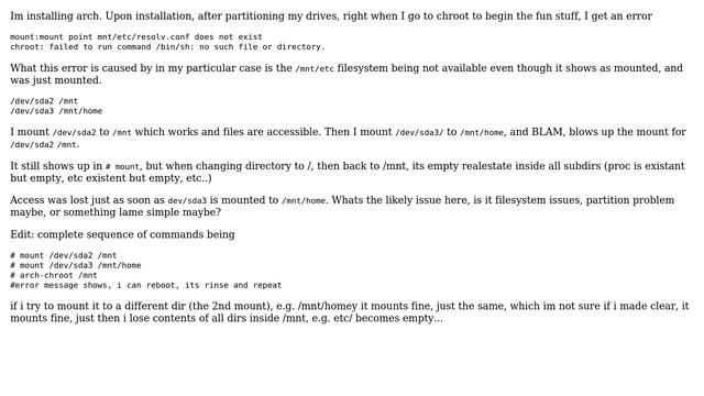 Unix & Linux: Parent mount becomes inaccessible after mounting child into subdir? смотреть онлайн