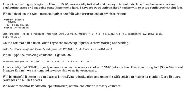 DevOps & SysAdmins: Nagios plug-in check_snmp receives NO SNMP data from a CISCO Router смотреть онлайн