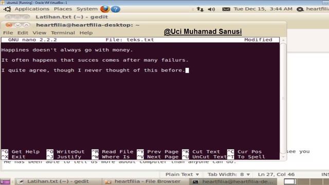 Terminal Ubuntu membuat file dengan perintah vi смотреть онлайн