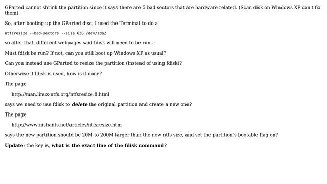 On Ubuntu / Linux, after running ntfsresize, must you run fdisk? Instead, can you run GParted to... смотреть онлайн