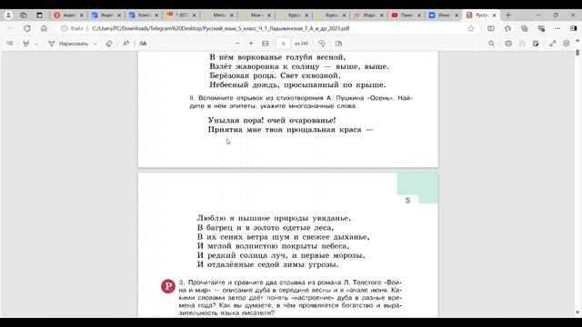 Русский язык. 5 класс. Урок 1. Богатство и выразительность русского языка смотреть онлайн