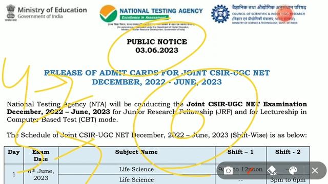 CSIR UGC NET ADMIT CARD DOWNLOAD NOW|#csir смотреть онлайн