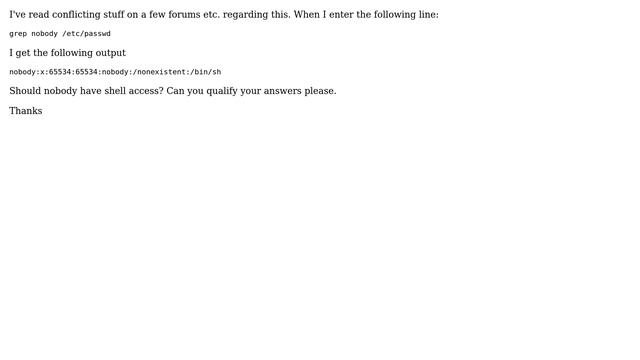 DevOps & SysAdmins: Should the 'nobody' user on my headless Ubuntu server have shell access? смотреть онлайн