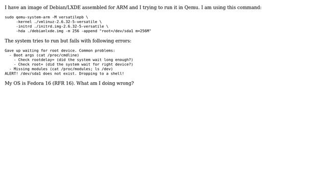 Unix & Linux: Boot device /dev/sda1 does not exist on Debian in QEmu смотреть онлайн