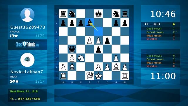 🇮🇳vs🇨🇵:ChessGameAnalysis[15]: NoviceLakhan7 India - Guest36289473 France: 1-0 (By ChessFriends.com) смотреть онлайн