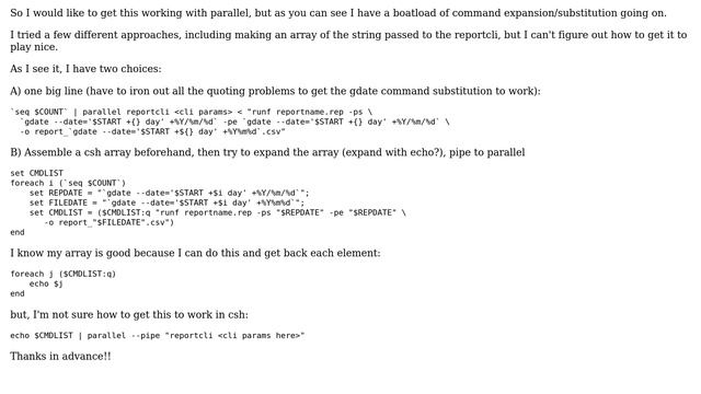 Unix & Linux: csh array/command substitution with gnu parallel смотреть онлайн