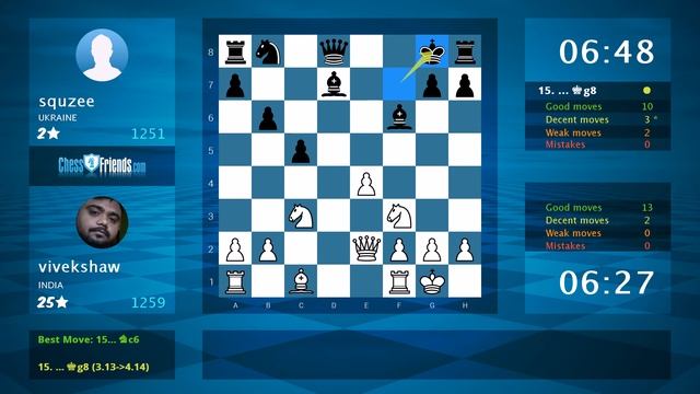 Chess Game Analysis: vivekshaw - squzee : 1-0 (By ChessFriends.com) смотреть онлайн