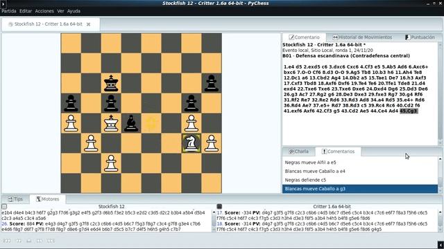 STOCKFISH VS. CRITTER - CHESS - PYCHESS - DEBIAN GNU/LINUX смотреть онлайн