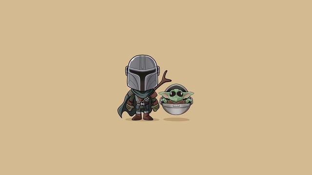 Cartoon Baby Yoda Mandalorian 4K wallpapers смотреть онлайн
