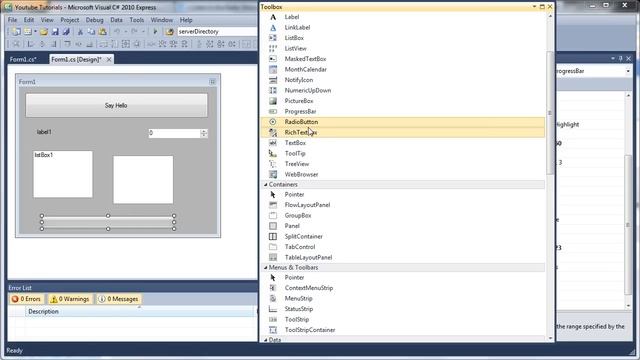 Visual C# 2010 Tutorial 20 - ToolBox Controls смотреть онлайн