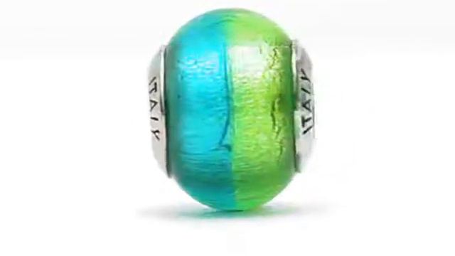 Reflection Beads Sterling Silver Green/Blue Italian Murano Bead QRS1516 смотреть онлайн