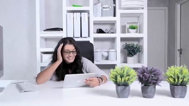 Business Attractive Girl People Modern Design Office House Desk Flowers Tablet смотреть онлайн