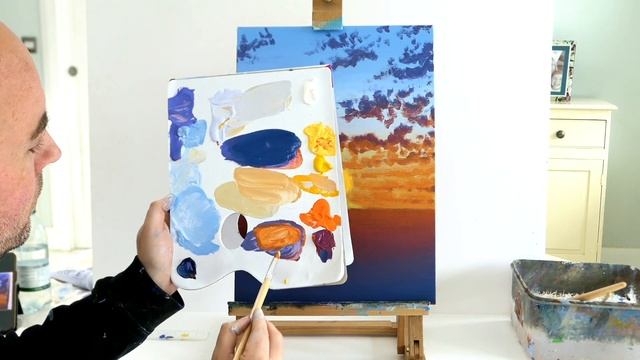How to paint a Sunset over the ocean for beginners/medium - Acrylic painting tutorial ocean sunset смотреть онлайн