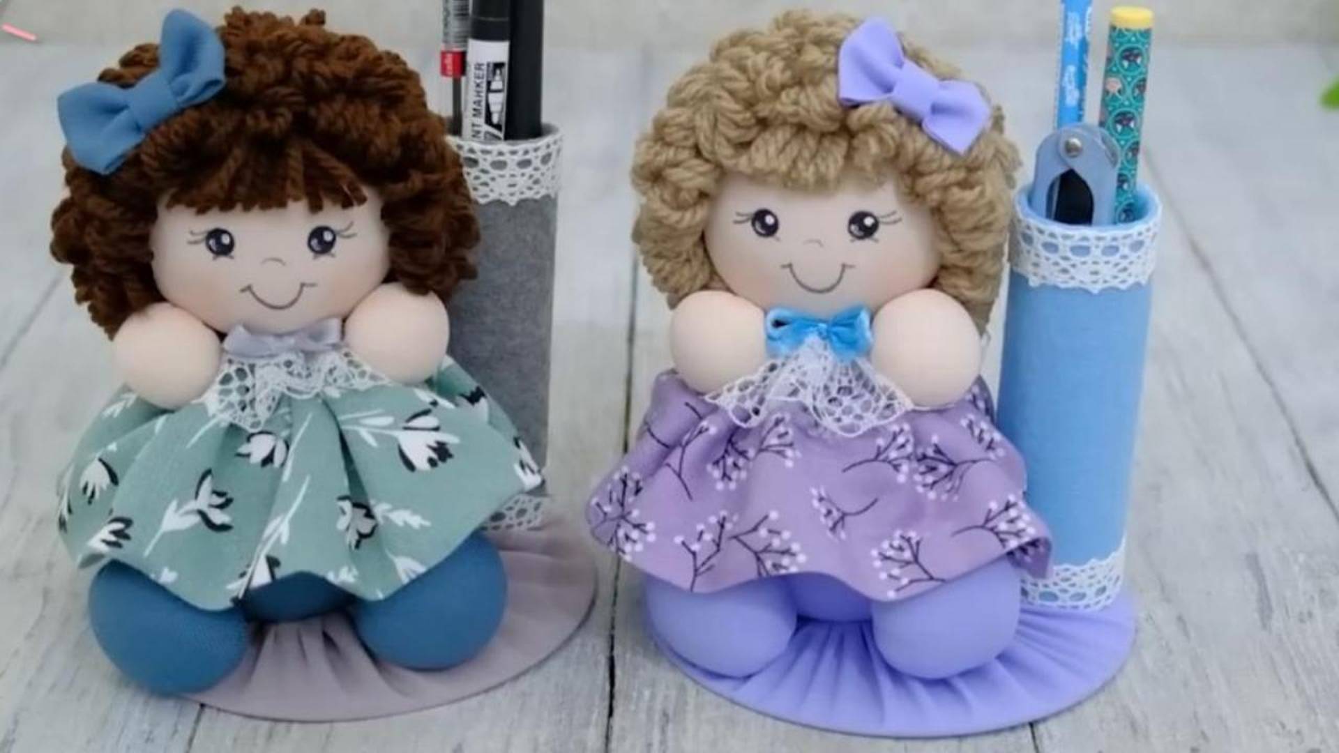 Какая девочка откажется от такой подставки для карандашей✏️И кукла, и органайзер🧵Без выкройки игруш