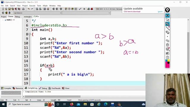 C3.3 program to find max of two numbers using if | C language | for Beginners смотреть онлайн
