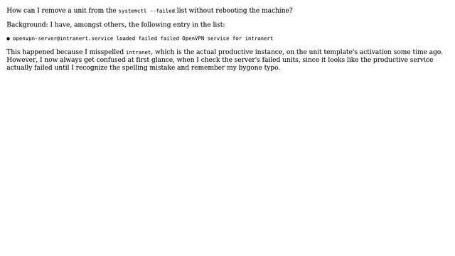 Unix & Linux: Systemctl remove unit from failed list смотреть онлайн