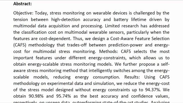 CAFS Cost Aware Features Selection Method for Multimodal Stress Monitoring on Wearable Devices смотреть онлайн