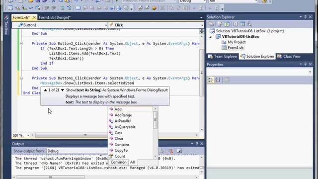 VB Tutorial 08 - ListBox Simple смотреть онлайн
