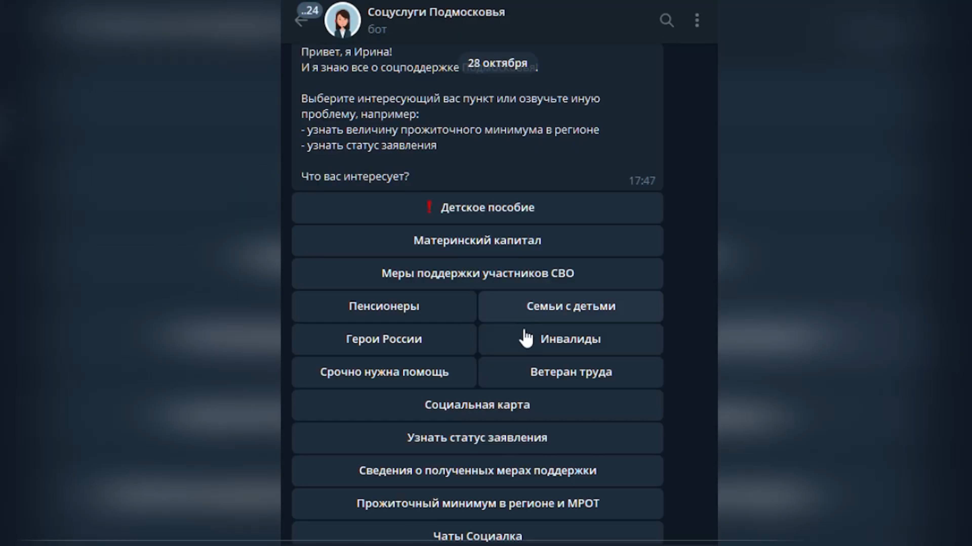 Полезный чат-бот для решения социальных вопросов 28.10.2024 смотреть онлайн