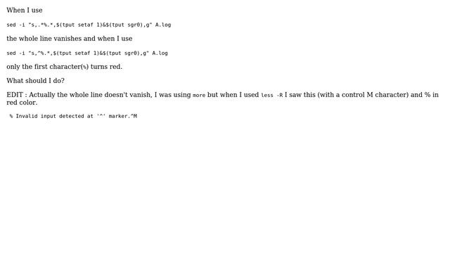 Unix & Linux: How do I change the colour of all lines to red begining with a % symbol? смотреть онлайн