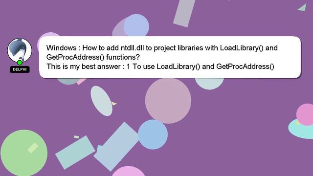 Windows : How to add ntdll.dll to project libraries with LoadLibrary() and GetProcAddress() functio смотреть онлайн