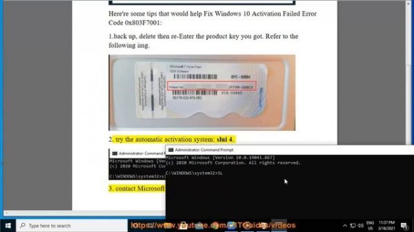 Fix Windows 10 Activation Failed Error Code 0x803F7001