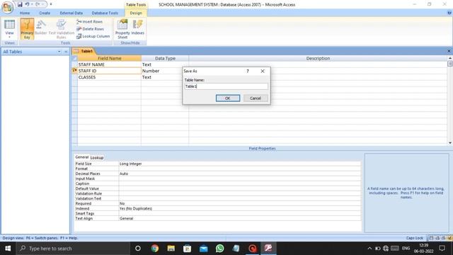 How To Put Primary Key In MS Access 2007!!!!!#windows10 #microsoftaccess