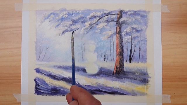 Cute Snowman in a Magical Winter Forest! | Landscape painting смотреть онлайн