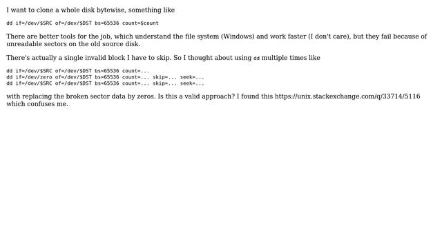 Unix & Linux: How to disk copy with unreadable sectors? смотреть онлайн