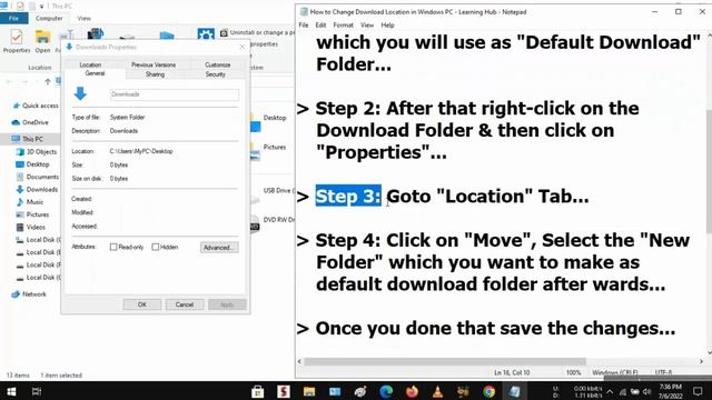 How to Change Your Default Download Folder Location Windows 10/11 - Learning Hub Tutorial смотреть онлайн