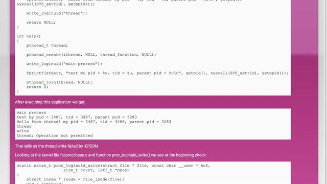 Is this a bug in linux kernel concerning write to /proc/self/loginuid? смотреть онлайн