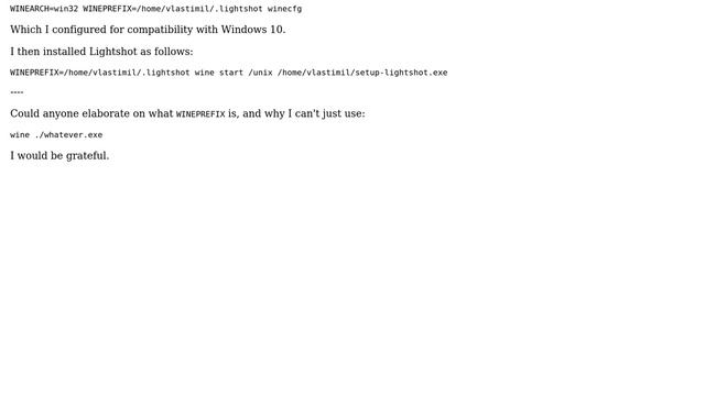 Unix & Linux: What does WINEPREFIX do? смотреть онлайн