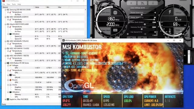 RX 580 8GB Mac Pro 3,1 MSI Kombustor test GL Donut 6500MB смотреть онлайн