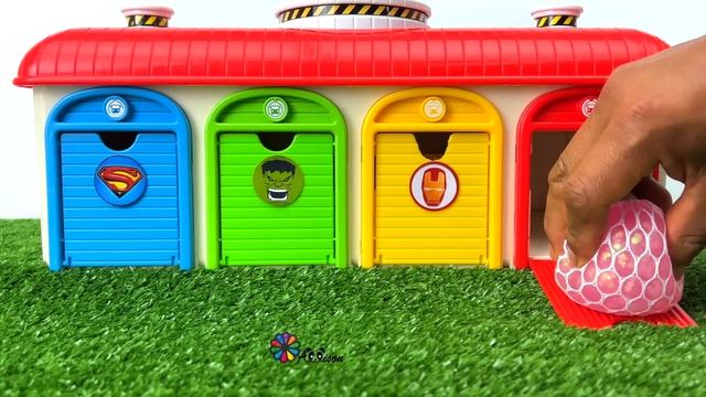 Satisfying Video | Mixing Candy In Four Color Garage With Stress Ball Glitter & Magic Skittles ASMR