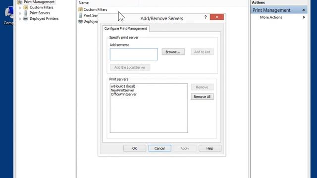 Windows 8.0 Professional - Remove Print Servers from Print Management смотреть онлайн
