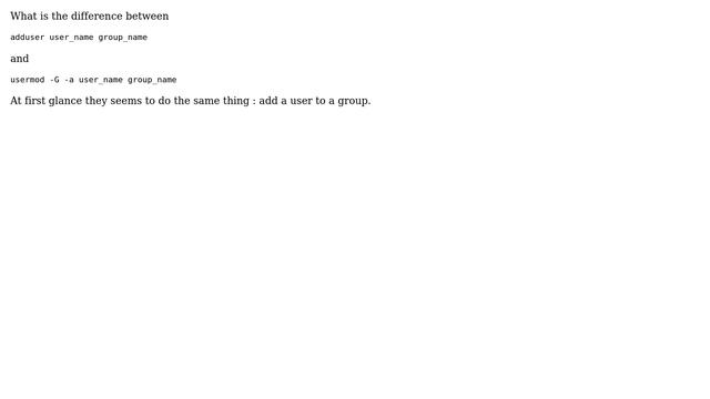 Difference between adduser and usermod -G -a смотреть онлайн