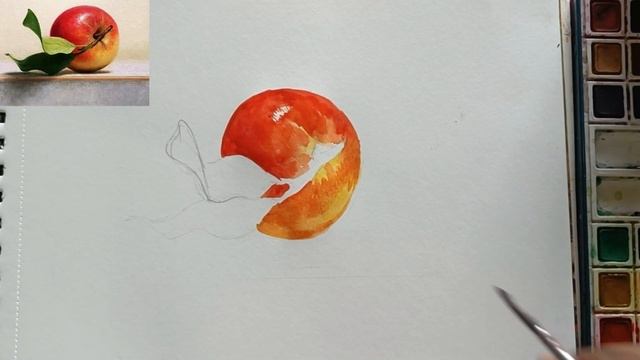 WATERCOLOR PAINTING|APPLE|STILL LIFE PAINTING смотреть онлайн
