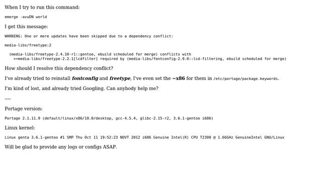 Gentoo emerge shows dependency conflict смотреть онлайн