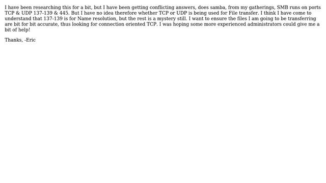 DevOps & SysAdmins: SMB / CIFS / Samba Connectionless or Not whilst transfering files? смотреть онлайн