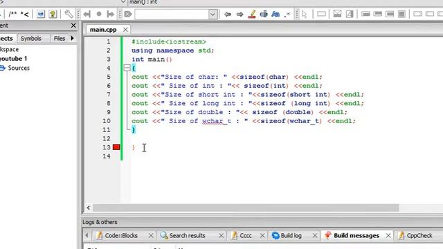 sizeof in C++ смотреть онлайн