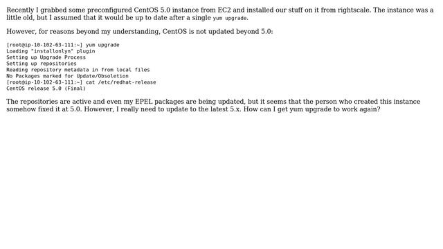 DevOps & SysAdmins: EC2 CentOS 5.0 does not upgrade смотреть онлайн