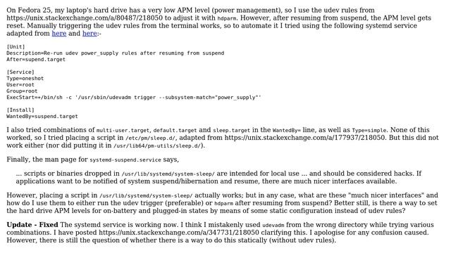 Unix & Linux: To configure hard drive APM levels and maintain them after suspend/resume смотреть онлайн