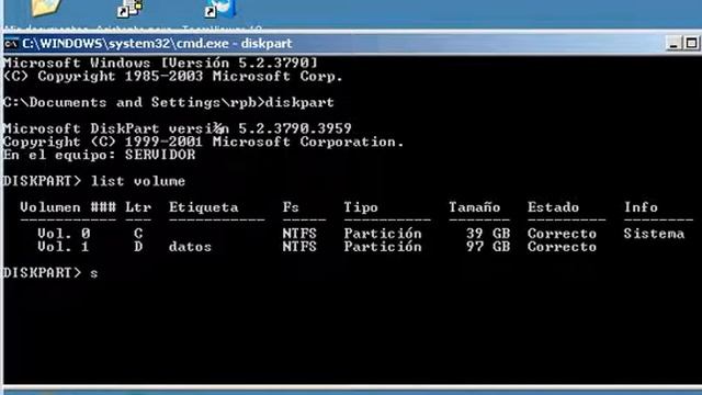 diskpart en windows 2003 смотреть онлайн