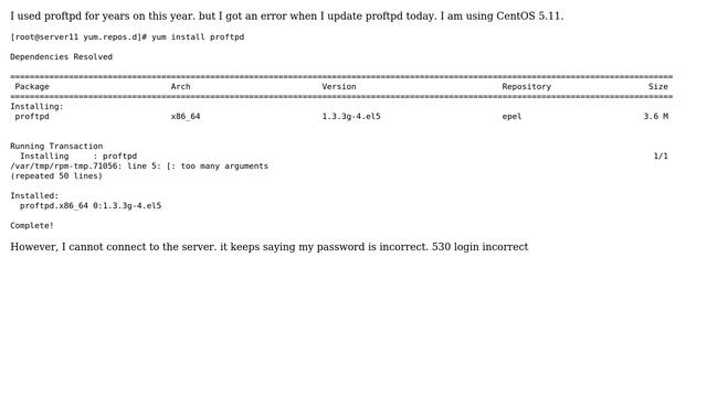 yum install proftpd error смотреть онлайн