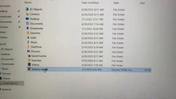 Battery health report in Windows 10 PowerShell