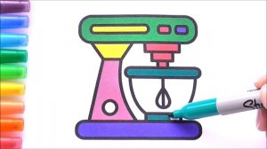Кофе Машина и Миксер Раскраска Рисуем Раскраски. Coffee Machine and Mixer Coloring Book Draw Colorin